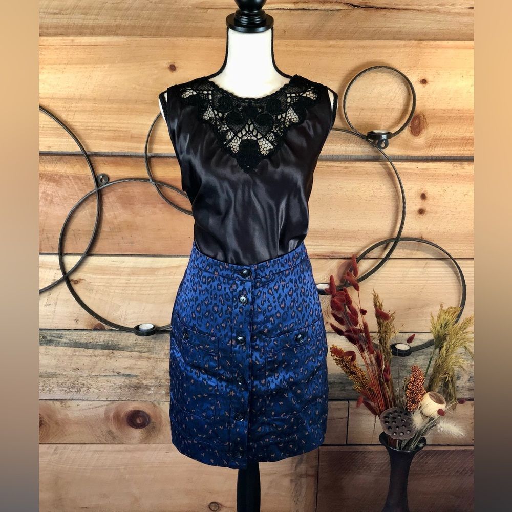Banana Republic Satin Leopard Print Skirt